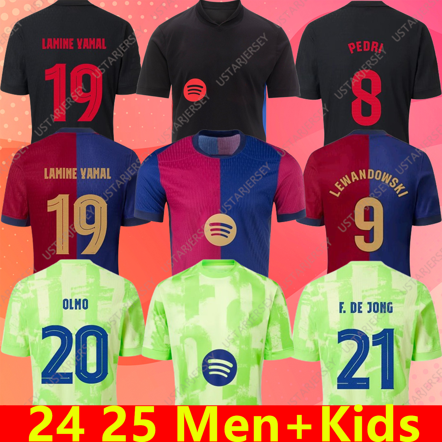 24 25 LAMINE YAMAL PEDRI GAVI Soccer Jersey LEWANDOWSKI FERRAN Camiseta De Football Shirt AUBA JOAO CANCELO F. DE JONG 2024 2025 ANSU FATI Football JOAO FELIX Men Kids