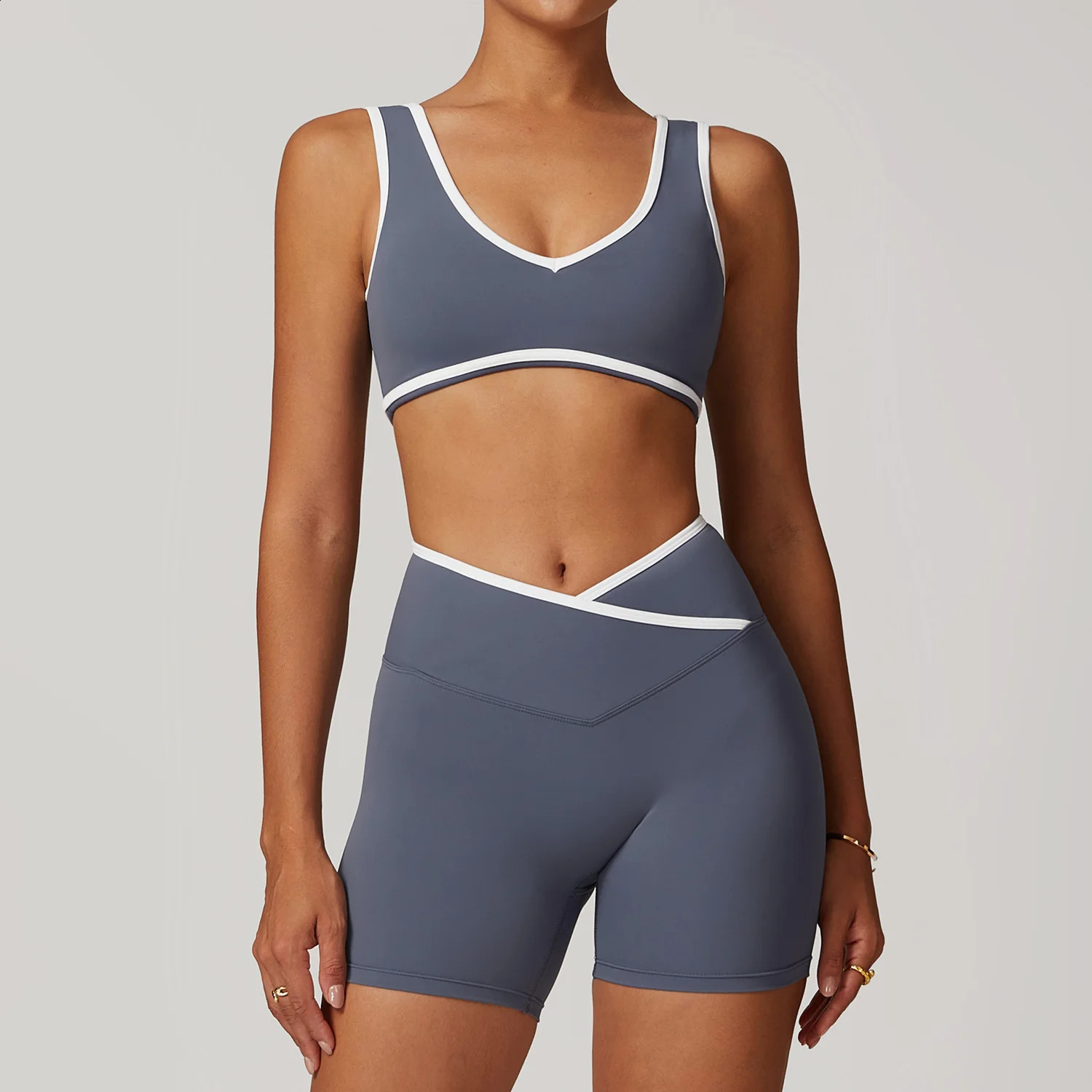 Womens clothing yoga set 2piece sportswear fitness gym track and field high waist leg sports bra 240909