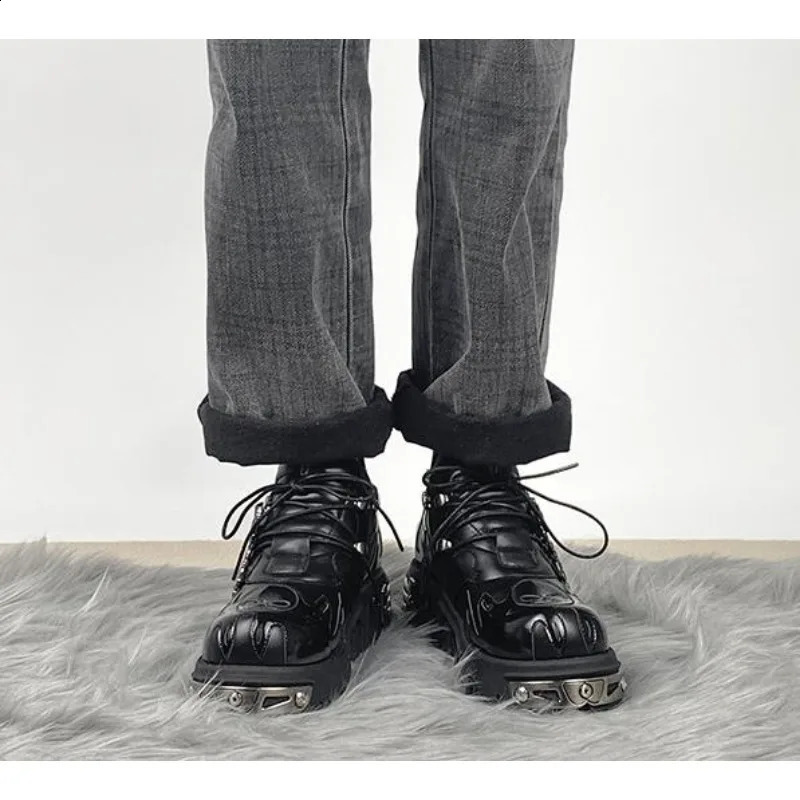 womens rock ankle boots Gothic street height increase anti slip motorcycle short boots mens punk winter platform shoes unisex 240914