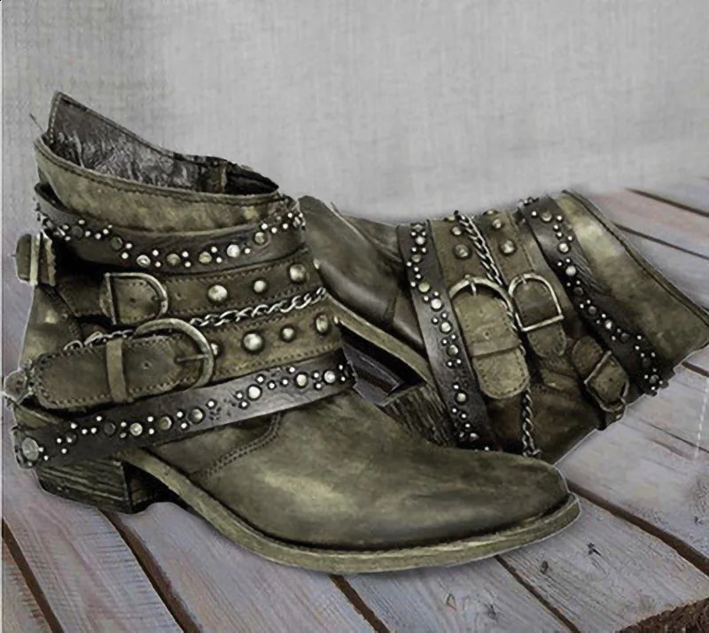Womens Fashion Retro Small Leg Boots Soft Leather Shoes Womens Autumn and Winter Motorcycle Boots Comfortable Botas Zapatos De Mujer 240919