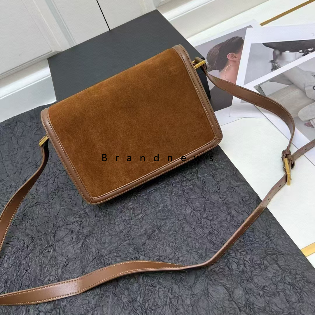 Women's Genuine Suede Leather Crossbody Vintage Retro Box Postman Shoulder Bag, Designer Fashion Handbag, Brand Purse, Winter Square Messenger Ba