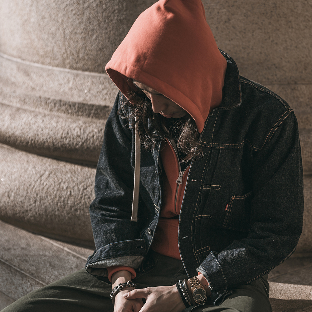 Non Stock Men's Zip Up Hooded Sweatshirt Heavyweight Solid Color Hoodies Thick