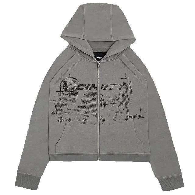 American Retro Hiphop Zipper Hoodie Men's Personalized Street Harajuku Anime Printed Hoodie Long Sleeve Coat