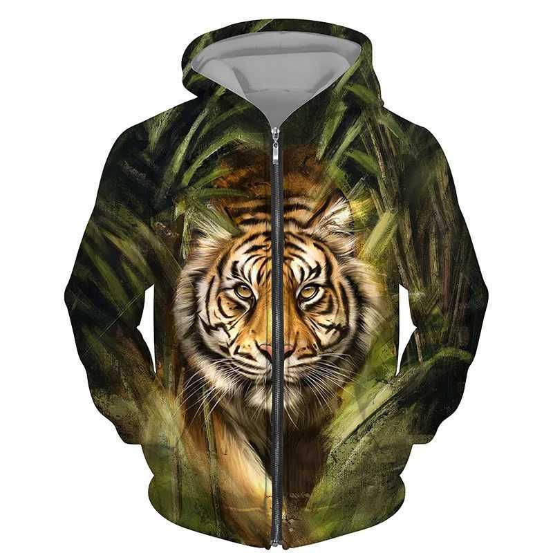 Hoodies 3d Printed Animals Tigers Zipper Men Women Hooded Oversized Hoodie Kids Zip Up Sweatshirts Tracksuits CoatX240918