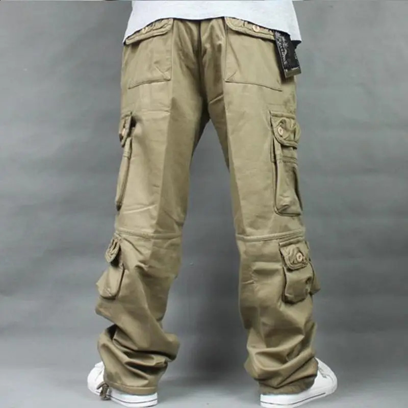 Autumn Winter Fleece Thickened Overalls Hip Hop Mens Long Trousers Men Baggy Casual Pants Warmth Plus Size 40 Mens Bottoms 240911