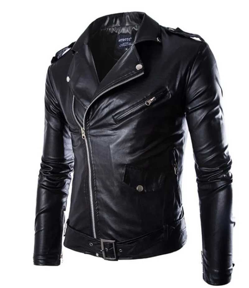 Black White Faux Leather Jacket Spring Autumn Slim Fit Mens Motorcycle Jacket With Zipper Casual Male Coat Outerwear Tops W251023
