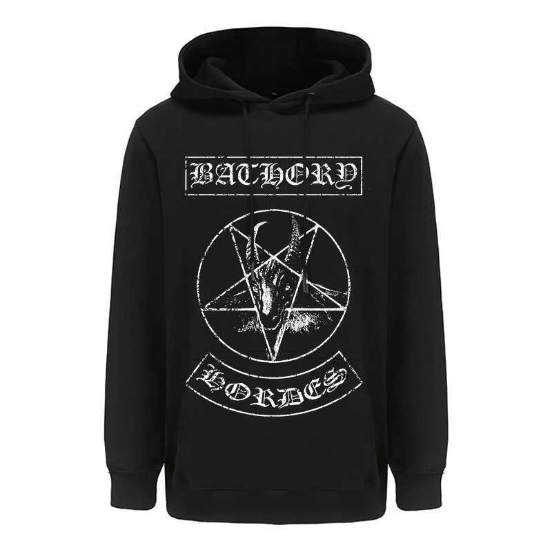 Black Heavy Metal Band Bathory Hoody Tops Mens Hoodies Hooded Y2k Vintage Hip Hop Streetwear Hoodie Oversized Zip-up Hoody CoatsX240918