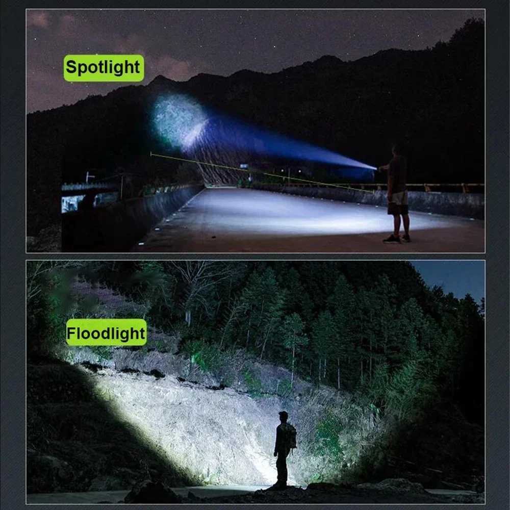 Powerful ST-35 LED flashlight battery display USB charging light telescopic zoom flashlight outdoor camping flash W240918