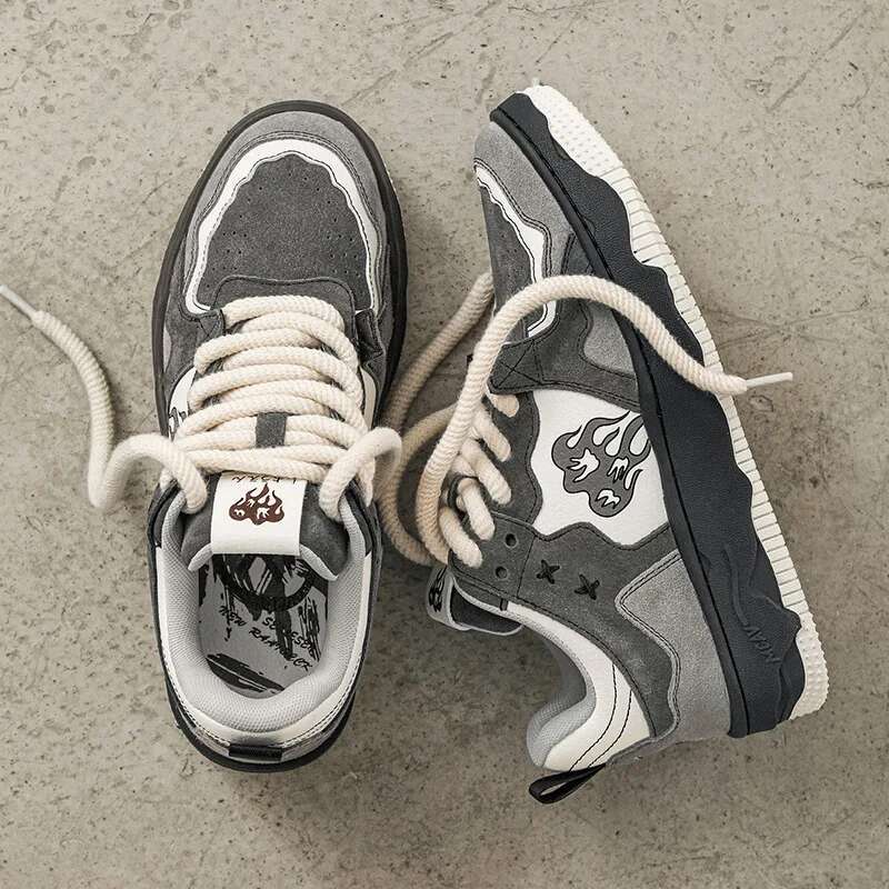 Women Men Retro Hip-hop Punk Goth Volcano Skateboard Shoes Fashion Sneakers Couple Students Outdoor Sports Casual Shoe