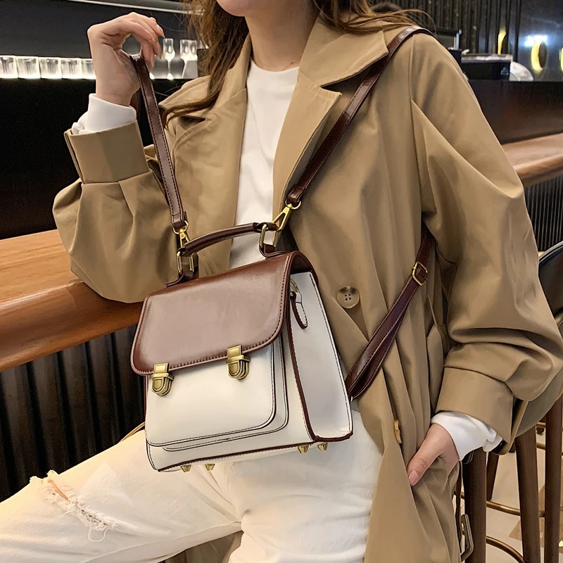 Retro Crossbody Bag Korean Creative Buckle Adjustable Shoulder Strap Shoulder Bag Fashion Backpack Trend 240912
