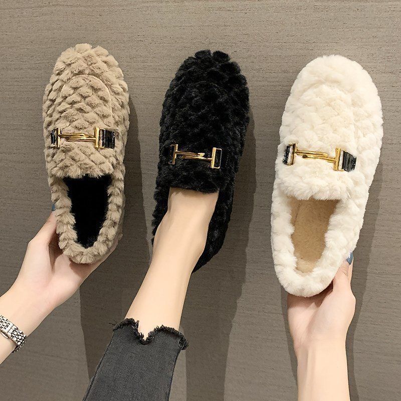 New Free Shipping designer slippers Veet Flat Cotton Fury Shoes Women's Autumn hot and Winter Outerwear Size 36-40