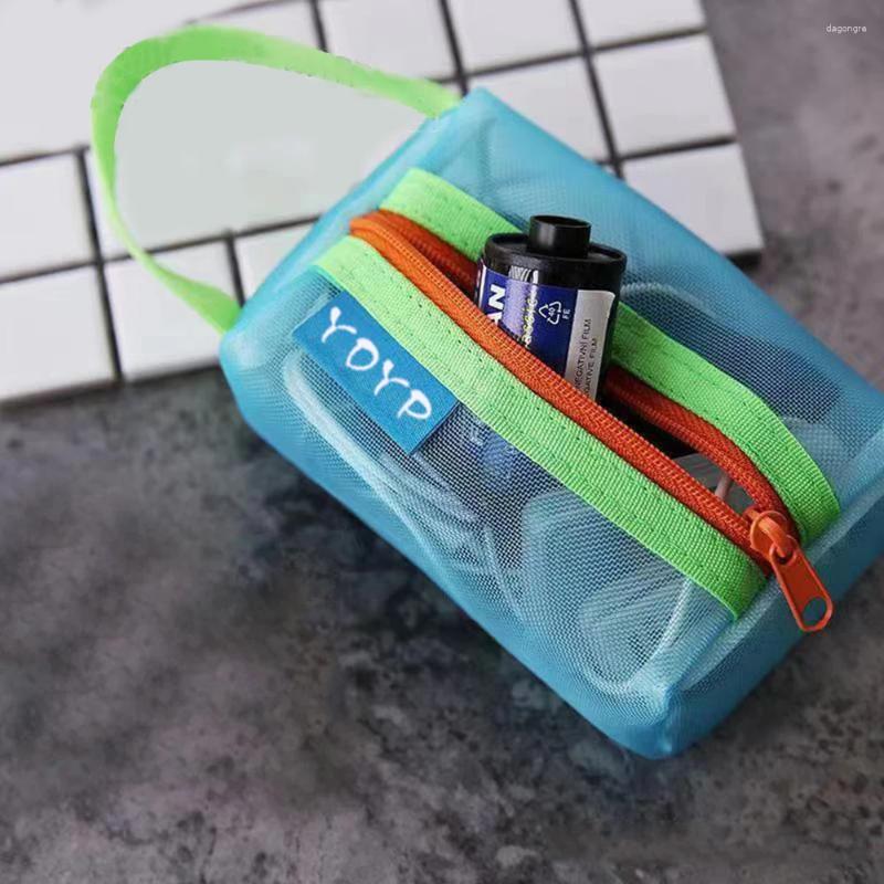 Cosmetic Bags Square Mesh Bag Portable New Toiletry Organizer Makeup Multifunction Transparent Women Lipstick Storage Pouch