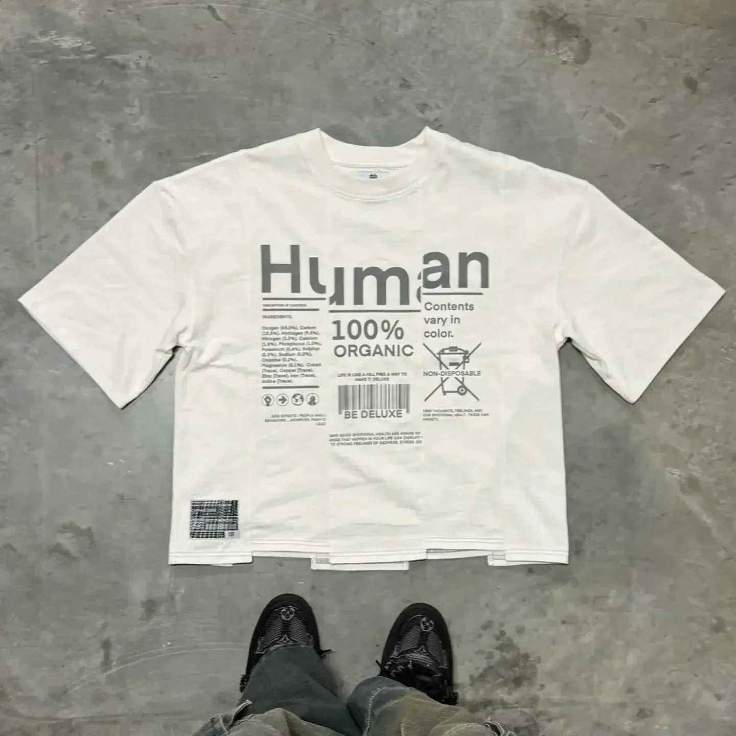 Hip Hop Letter Goth Patchwork T-shirts oversized Gothic streetwear trend casual short sleeved Harajuku womens Y2k top mens clothing 240914