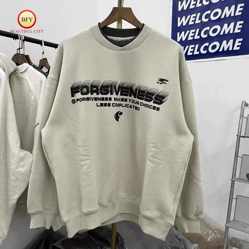 Trend Round Neck FRS Stereoscopic Overlapping Print Thick Fabric Casual Fashion Mens Sweatshirt Pullover 240907