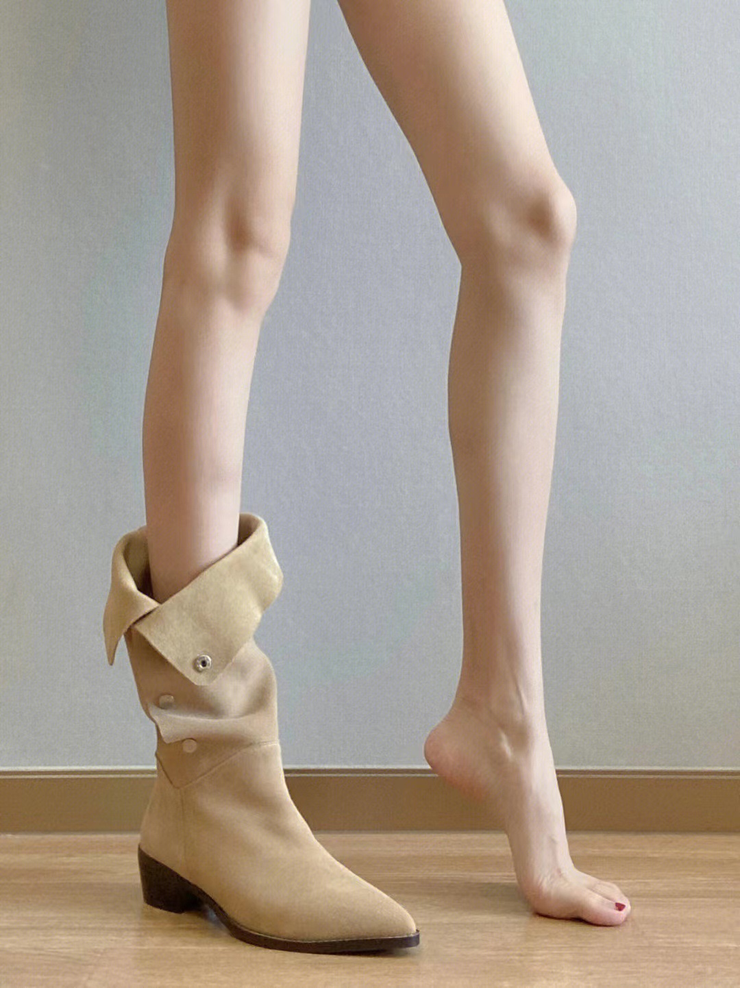 Vintage Style Chunky Heel Pointed Toe Boots | Suede Leather |Slip-On |Free Shipping 0a7c