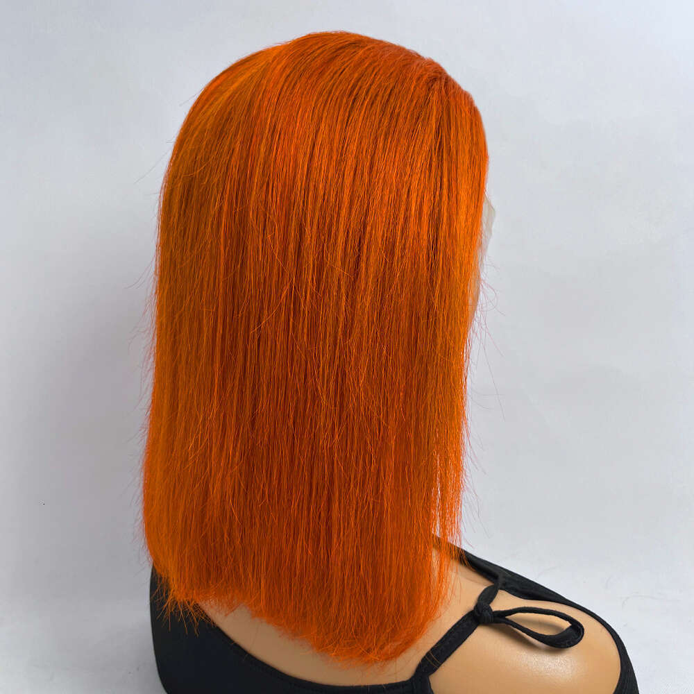 Lace Front Wig Human 13X4 Colored Short Ginger Orange Bob Wigs 150% Pre Plucked Natural Haire With Baby Hair