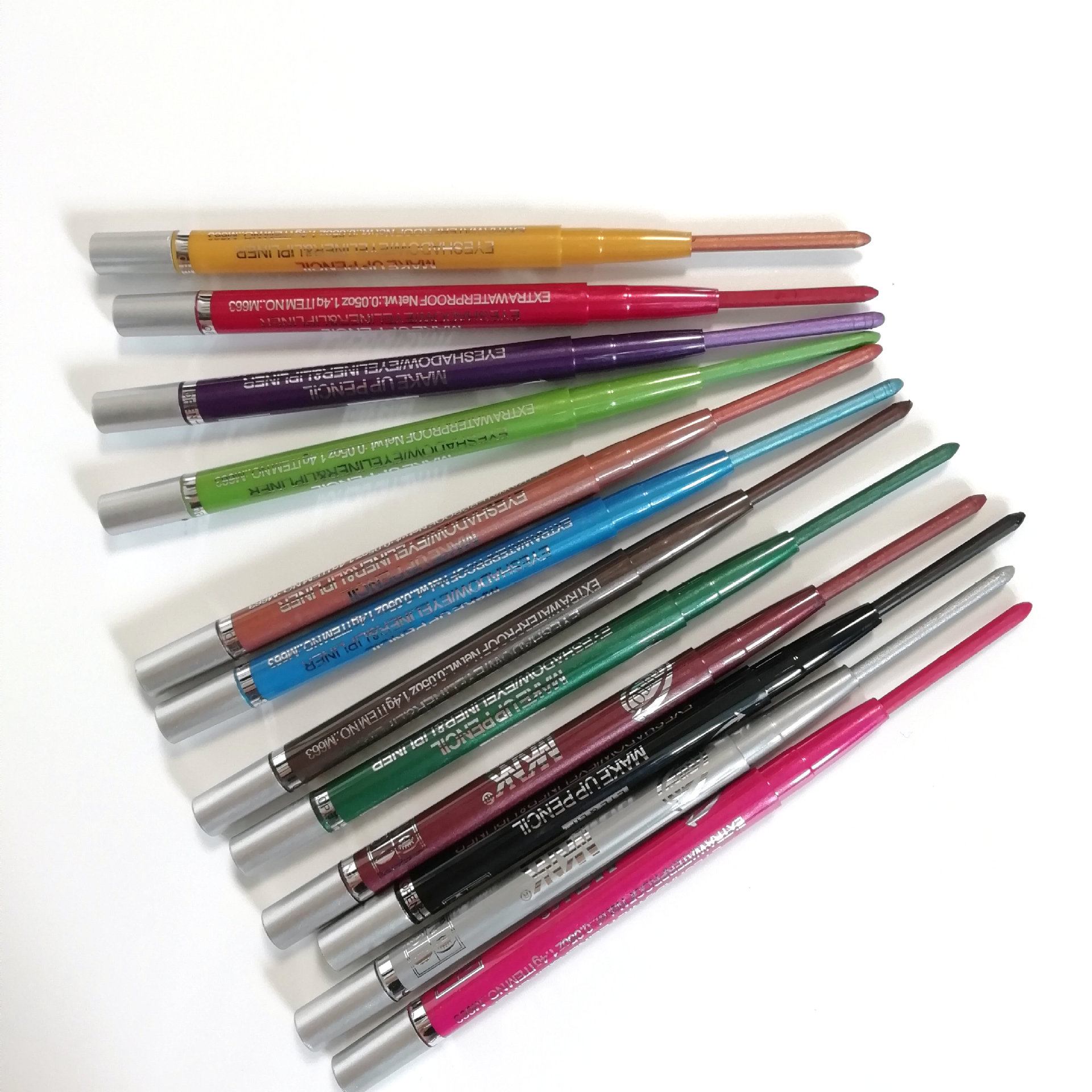 Wholesale-XXL 12Pcs/set Stage Cosmetic Makeup Beauty Pen Waterproof Liquid Eyeshadow Eye Liner Lip Eyeliner Pencil With Rotary Retractable