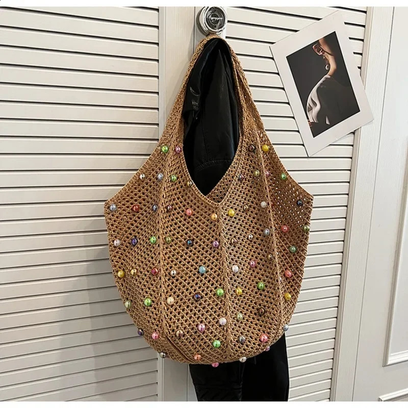 Fashionable Young Womens Shoulder Bag Summer Casual Resort Style Beach Woven Handbag Bolsas Para Mujeres 240909