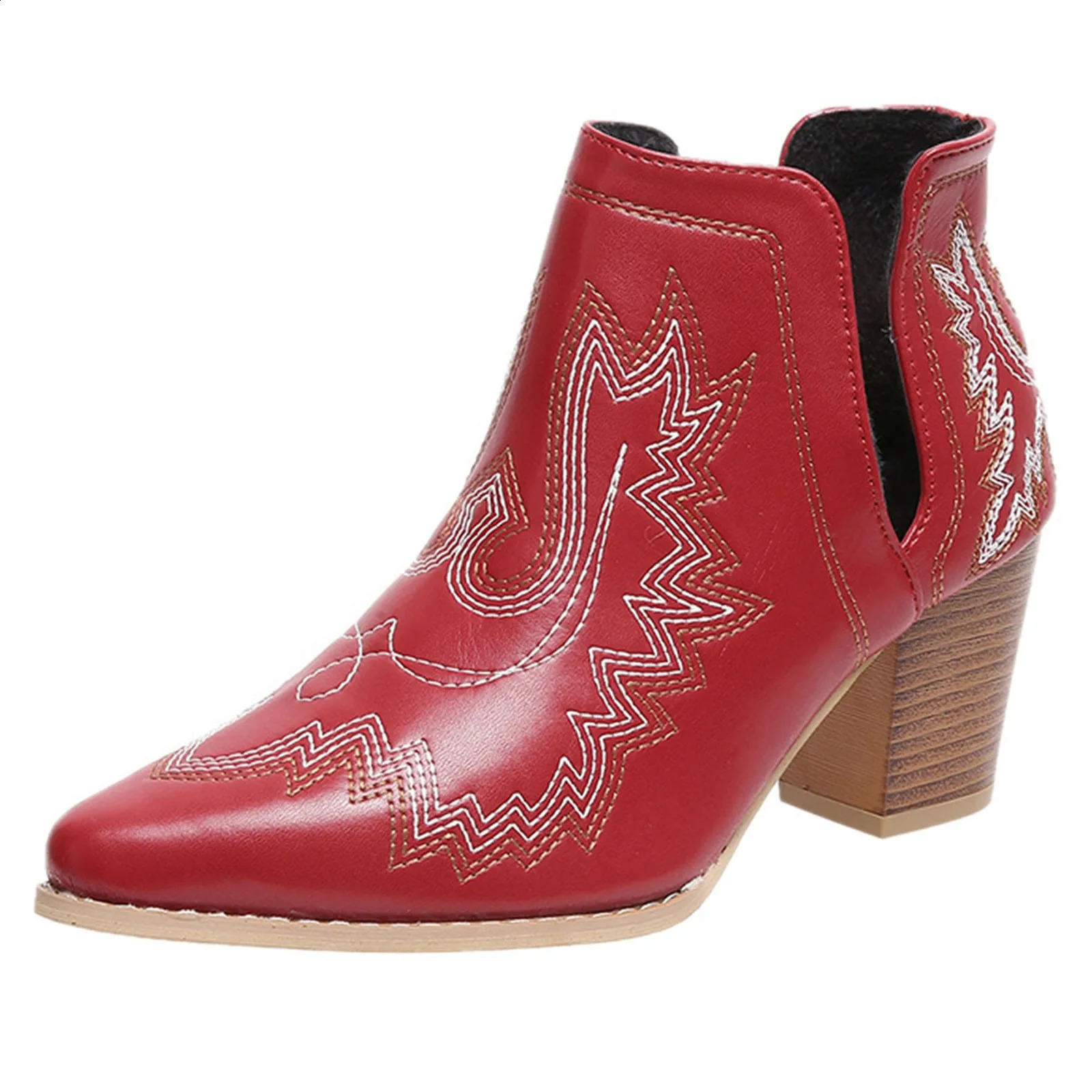 Autumn thick toe denim boots for women sliding Western ankle boots fashionable round toe ankle boots winter elastic black 240914