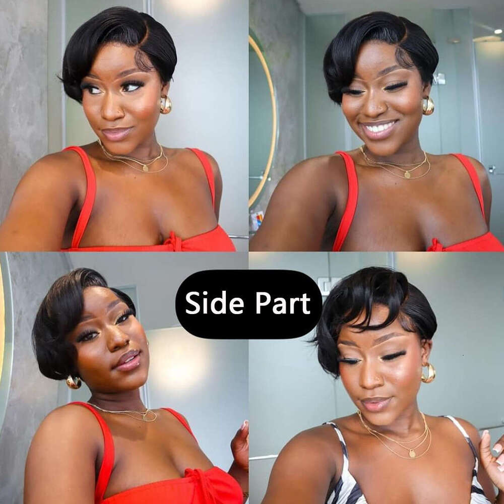 13X4 E Cut Wigs Straight Transparent Short Bob T Part Lace Wig Brazilian Human Hair For Women