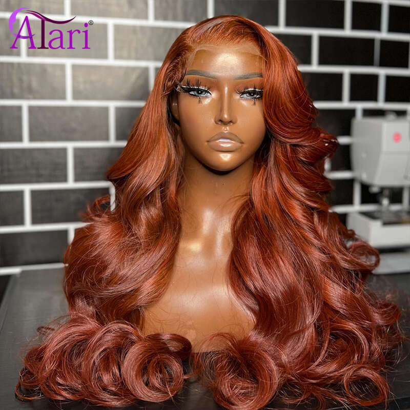 Transparent 13X4 13X6 Frontal Ginger Orange Straight Human Hair Wigs For Black Women Pre Plucked 5X5 Lace Closure Wig