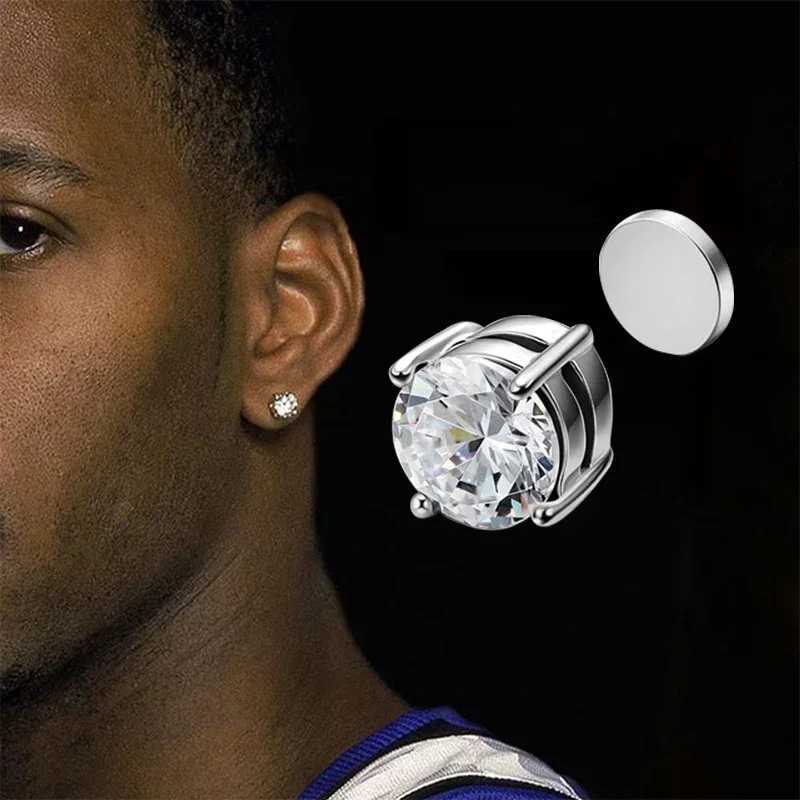 1/3Pairs 6MM Crystal Magnetic No-Pierce Stainless Steel Stud Earrings for Men Punk Zircon Magnet Earrings Non Piercing JewelryX240918