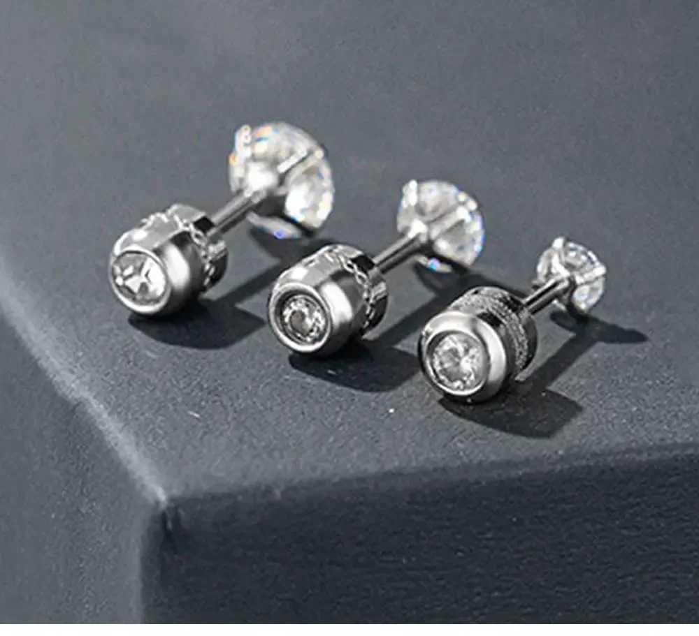 Earrings steel piece Ear Medical Stainless Studs 1 Crystal Zircon Tragus Cartilage Hypoallergenic Screws Piercing JewelryX24