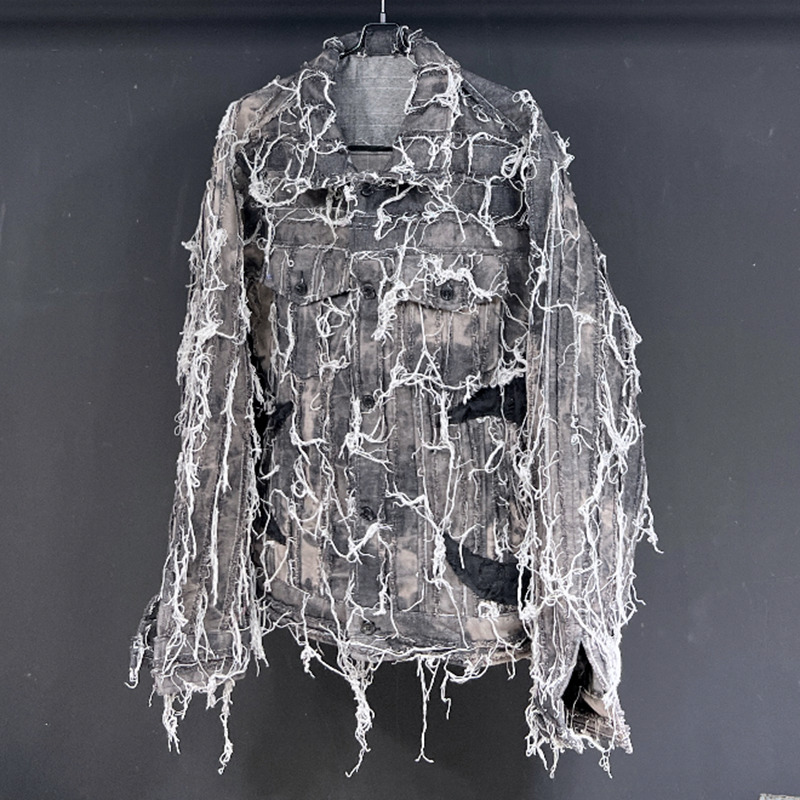 PFHQ Patchwork Vintage Moon Star Denim Jackets Men's Tide Loose Handsome Thick Wash Wearproof Motorcycle New Coat Autumn 21Z2289