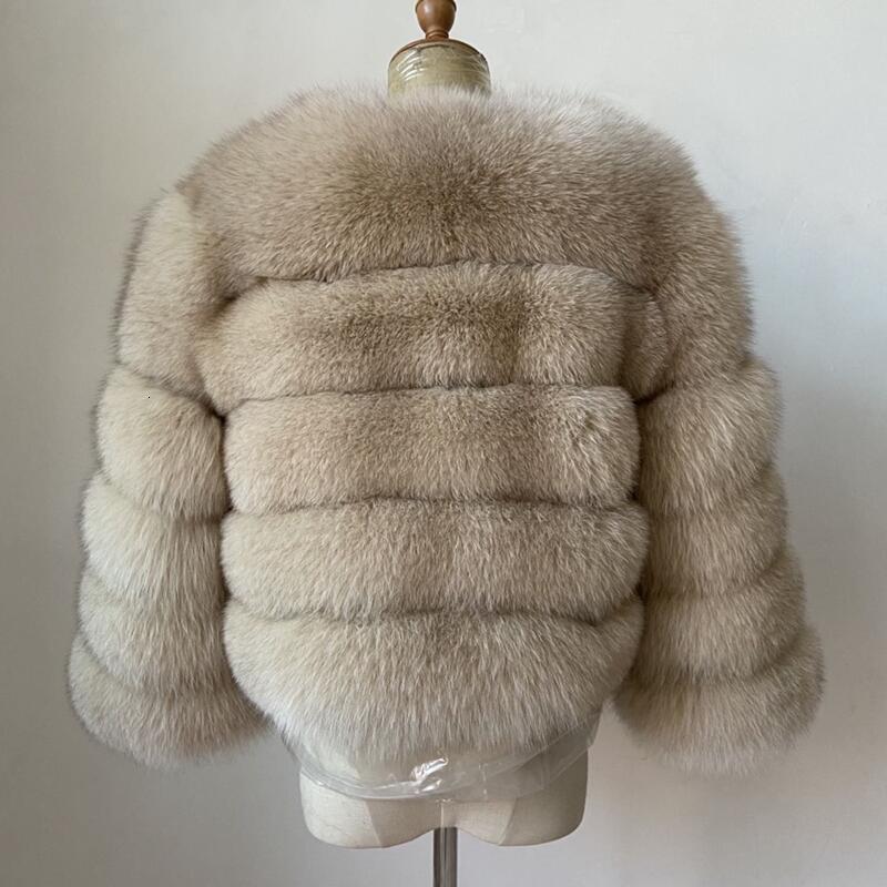 KEJINYUAN Winter Woman Real Fox Fur Coat Three Quarter Sleeve Women's Coats Natural Jackets Warm Leather Vest
