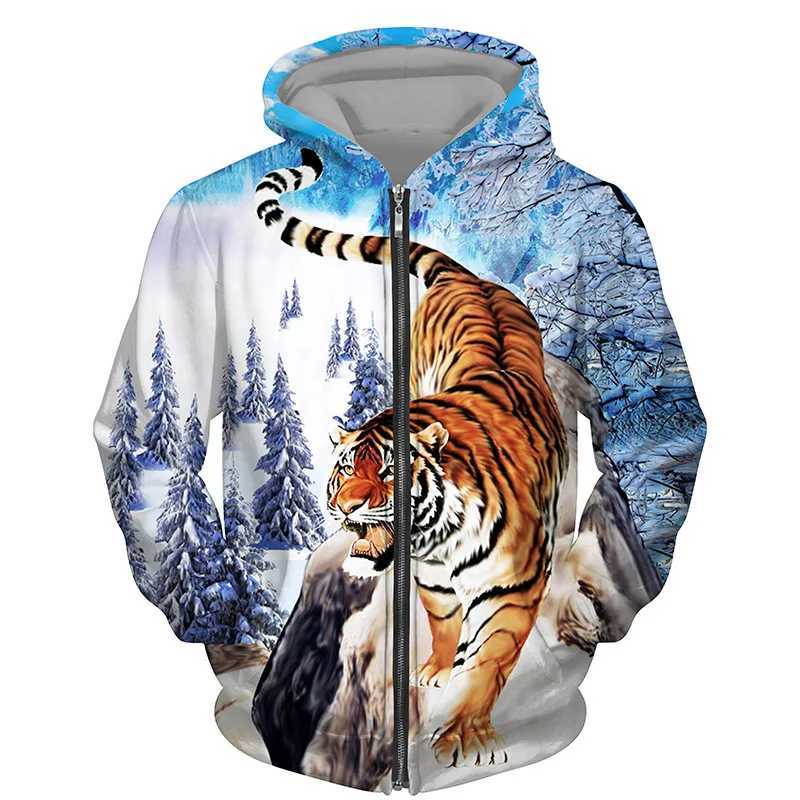 Hoodies 3d Printed Animals Tigers Zipper Men Women Hooded Oversized Hoodie Kids Zip Up Sweatshirts Tracksuits CoatX240918