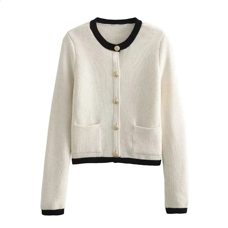 Laxsesu Knitted Womens Open Knitted Sweater Fashion Pocket Long Sleeve Sweater Autumn Single Chest Elastic Womens Top Coat 240914