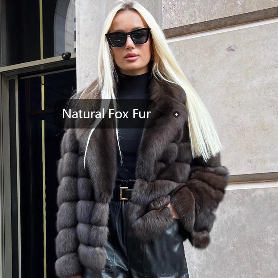 Real Fox Womens Woolen Leather Jacket Winter y High Quality Warm for Sale 240911