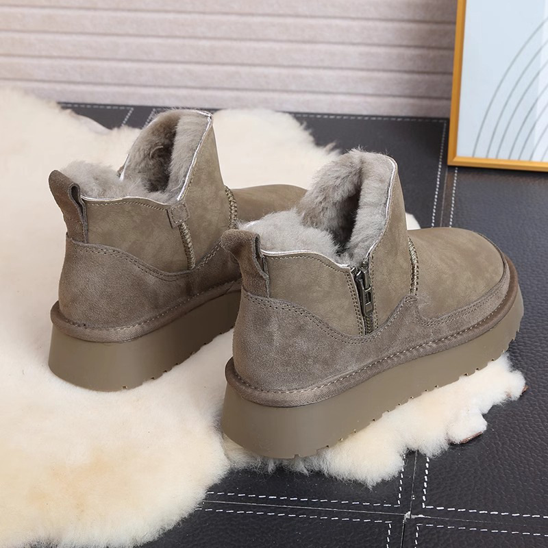 Women's Furry Snow Boots 2024, Soft Plush ed Winter Short Boots, Thick Soled Side Zipper Cotton Shoes d703