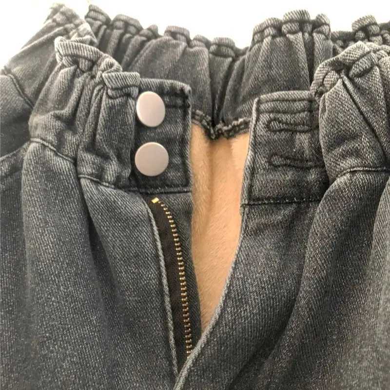Thicken Warm Ankle-length Harem Jeans Baggy Winter Denim Pants Plus Velvet For Women Vaqueros Korean High Waist Pantalones M240914