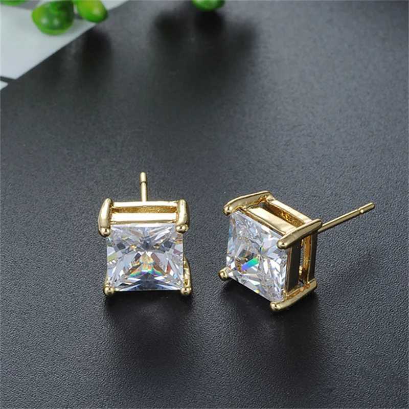 4/5/6/7/8MM Square Stud Earrings for Women Men Silver Gold Color Princess Cut Zircon Ear Bone Studs Daily Party Jewelry XJ250718
