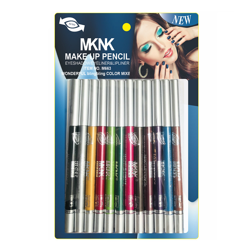 Wholesale-XXL 12Pcs/set Stage Cosmetic Makeup Beauty Pen Waterproof Liquid Eyeshadow Eye Liner Lip Eyeliner Pencil With Rotary Retractable