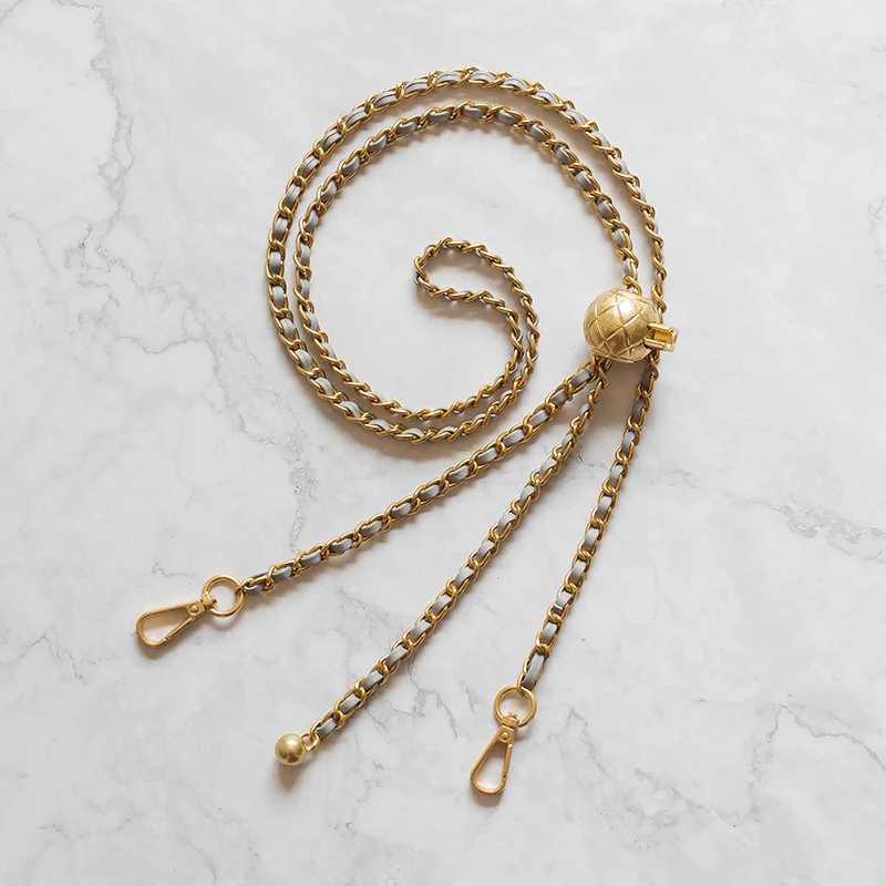 Belts The small golden ball bag chain can be adjusted to the length of the cross body bag with leather chain womens bag accessory. J240913