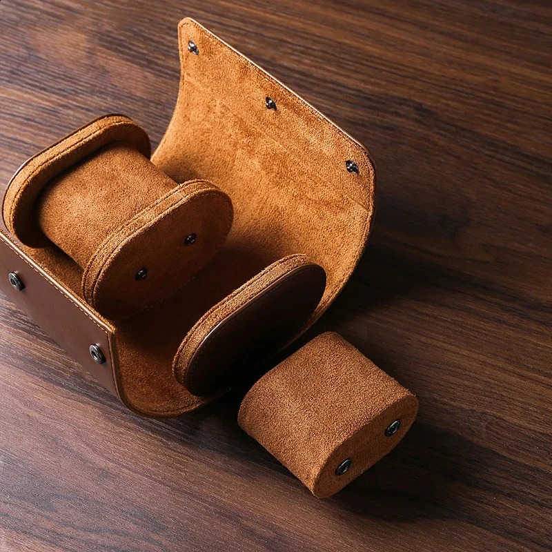 Watch Bag 1/2/3 Slots Genuine Ortable Vintage Leather Roll Pouch Watch Storage Box Travel Watch Case Gift 240909