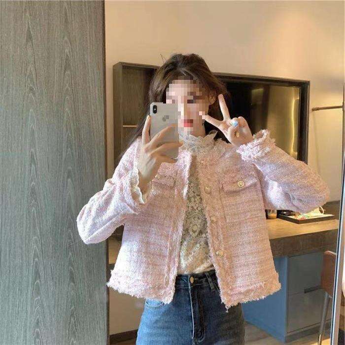 French small perfume jacket in spring and autumn 2024 new style temperament tassel chic short sleeved top for women