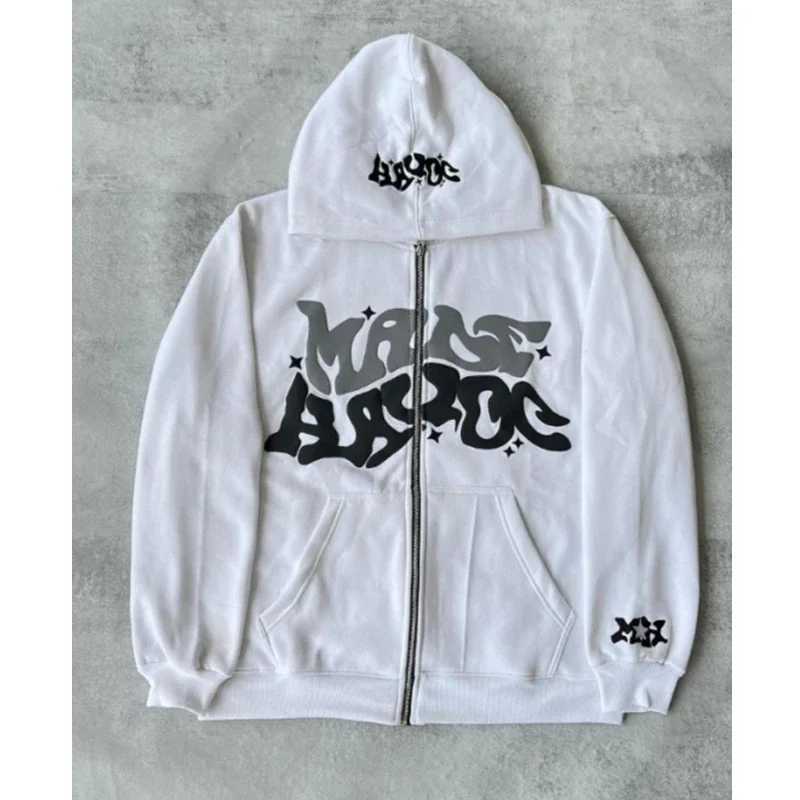American Retro Celebrity Letter Printed Zippered Hoodie for Men and Women Y2k Spring and Autumn Lazy Fashion Brand Cardigan JackXJ2500118