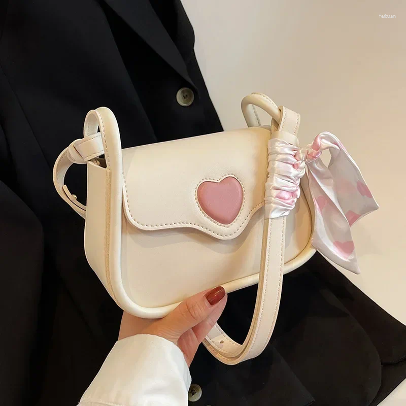 2025 NEW Totes Cute Love Heart Women's Small Square Shoulder Bags Fashion Female Messenger Bag Simple Ladies Crossbody Purse Handbag With Scarf z