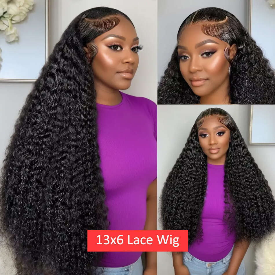 250 Density Deep 13X6 Transparent Front Human Hair Wig Brazilian Water Wave Curly 13X4 Lace Frontal Wigs For Women