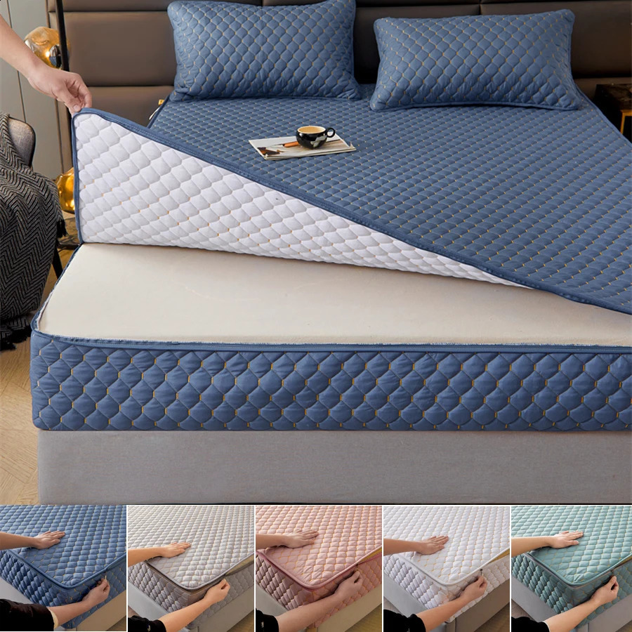 Sheet WOSTAR 360 ° Fully Enclosed Mattress Protective Cover Zippered Quilt Thick Couple Double Bed Protective Pad 240918