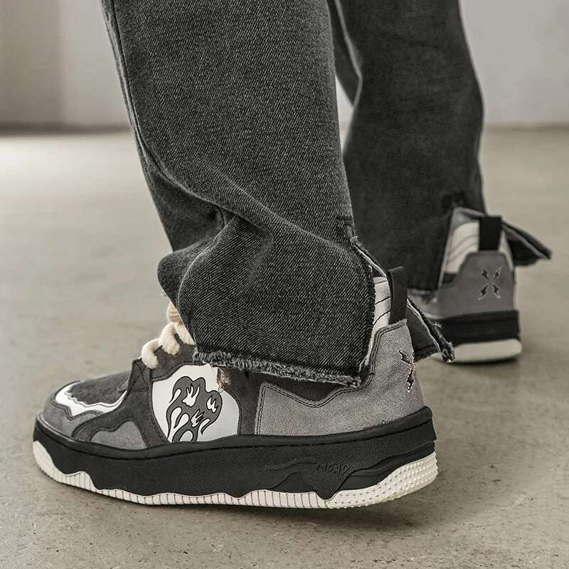 Women Men Retro Hip-hop Punk Goth Volcano Skateboard Shoes Fashion Sneakers Couple Students Outdoor Sports Casual Shoe