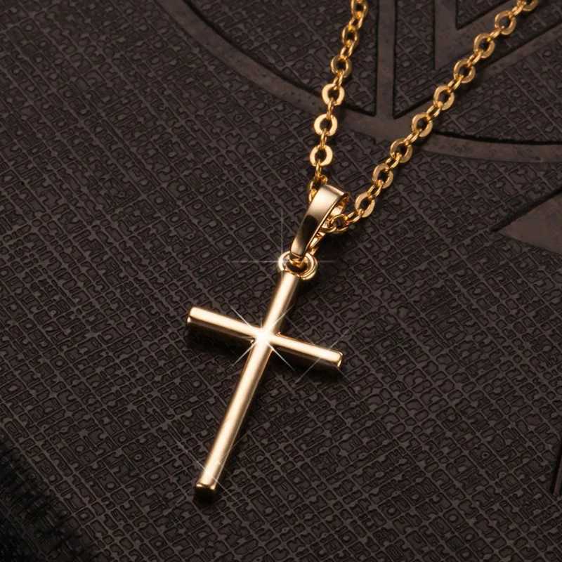 Fashion Womens Cross Pendant Direct Shipping Gold Black Crystal Jesus Cross Pendant Necklace Mens/Womens Wholesale Jewelry W250318