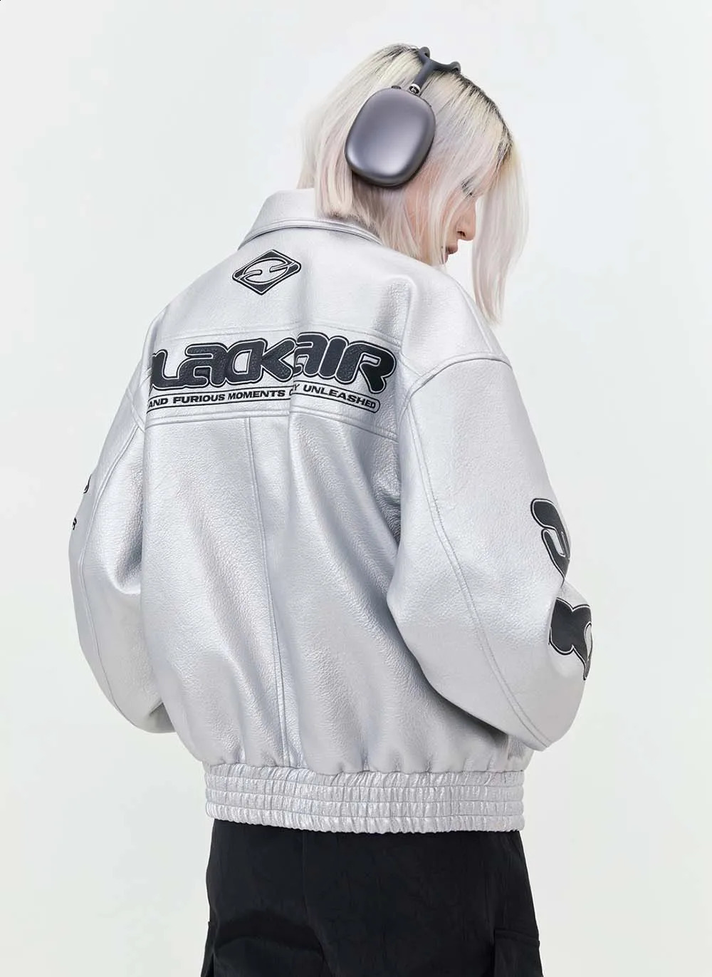 BlackAir Embroidered Racing Leather Jacket Hip Hop Motorcycle and Bicycle Y2k Clothing 230712 240918