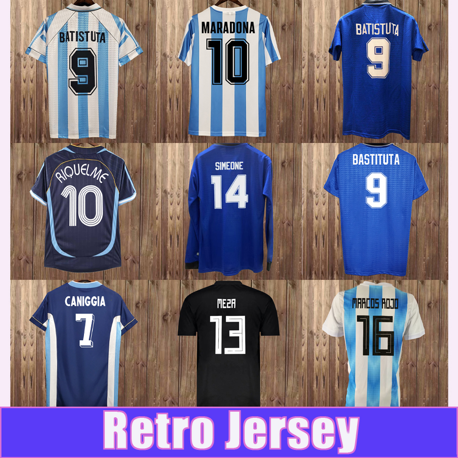 1978 2018 BATISTUTA RETRO Mens Soccer Jerseys National Team KEMPES ZANETTI RIQUELME ROJO GARAY Long Sleeves Home Away vintage Football Shirts