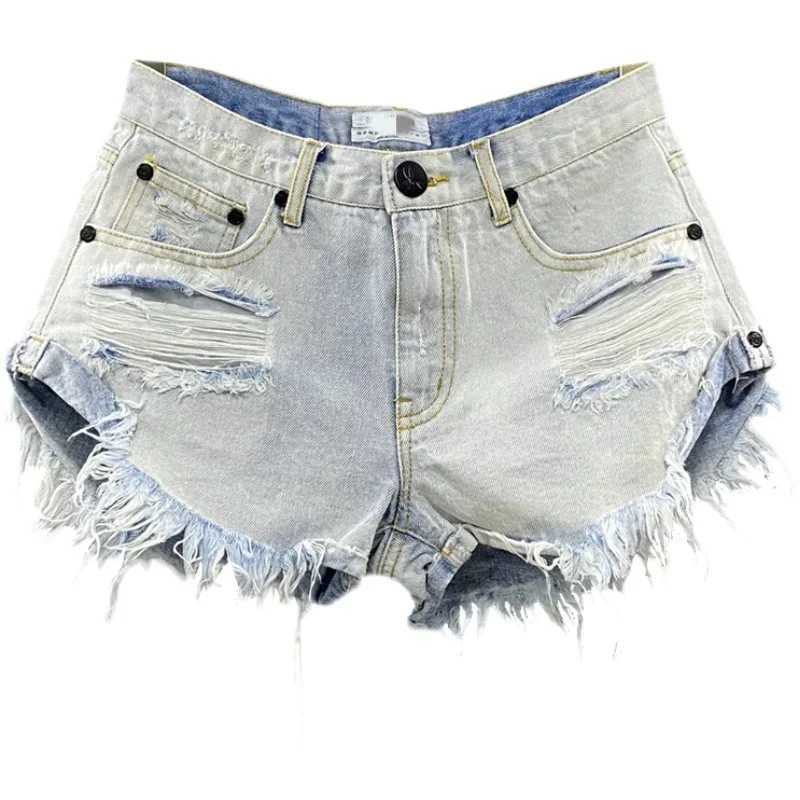 2024 New Summer Womens Sexy Low-waisted Jeans Denim Shorts Hole A Wide-leg Pants Ripped Jeans 4 colorsX240918