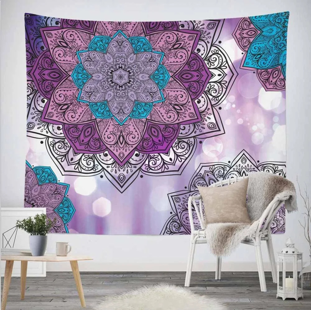 Classic Elephant Mandala Tapestry Wall Hanging Bohemian Flower Home Decoration Wall Hanging Tapestry Sofa Cover 240918