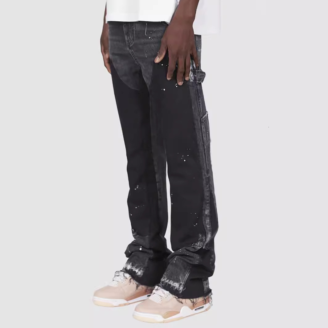 ksubi jeans mens workwear pants european and american fashion ins workwear popular elastic patch denim layered flared pants designer jeans designer je